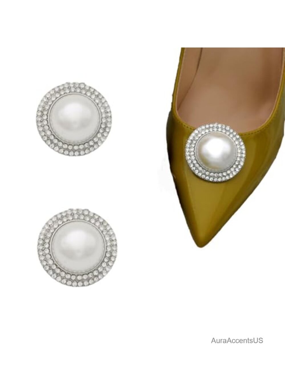 Rhinestone Pearl Flower Shoe Clips Detachable Buckles for Heels Wedding
